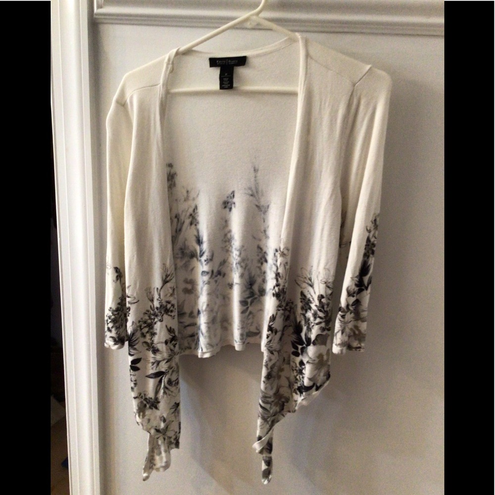 White House Black Market summer sweater, matches pleated skirt.